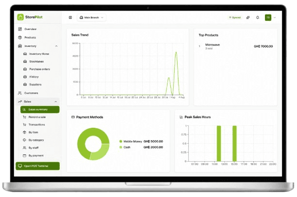 StorePilot dashboard on a laptop